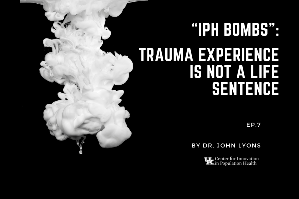 a title card for the episode "Trauma Experience is NOT a Life Sentence"
